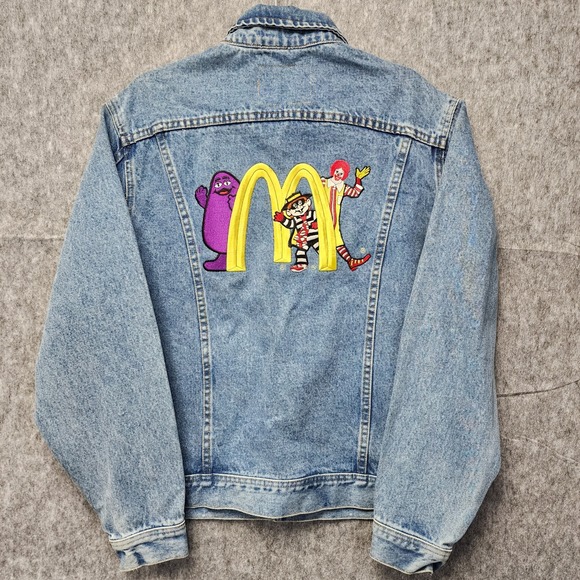 Vintage Lee Denim McDonalds Jean Jacket Mens Medium Blue Embroidered Cotton RARE - Picture 3 of 14